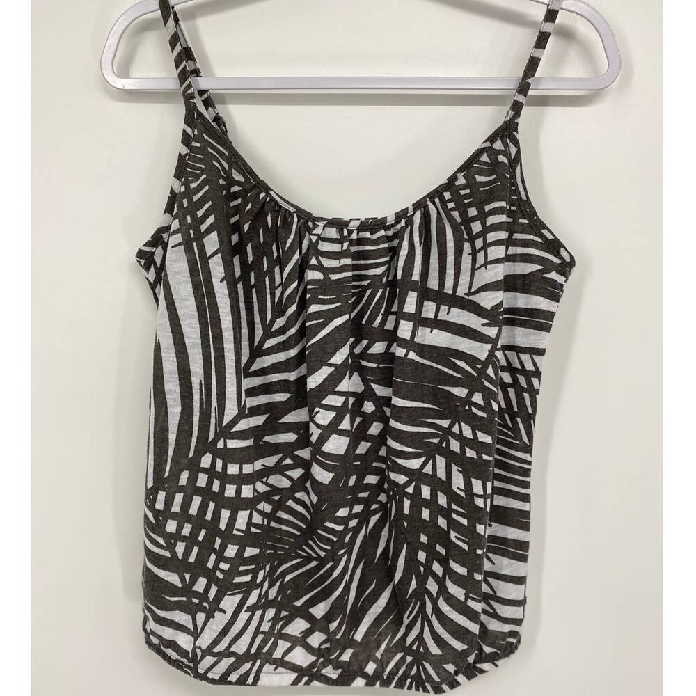 NY&C Womens White Gray Leaf Patterned Tank Top Size Small